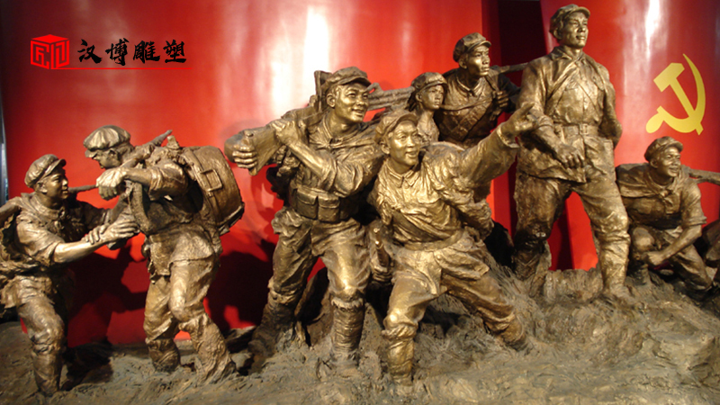 人物銅雕定制_軍人雕像制作_戶外景觀雕塑_人物石雕像_部隊(duì)軍人主題雕塑