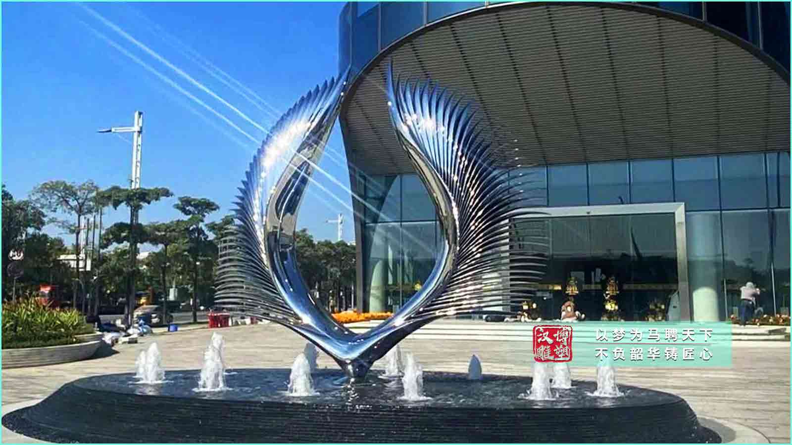 廣場(chǎng)不銹鋼雕塑,庭院鍛造不銹鋼雕塑,創(chuàng)意翅膀不銹鋼雕塑