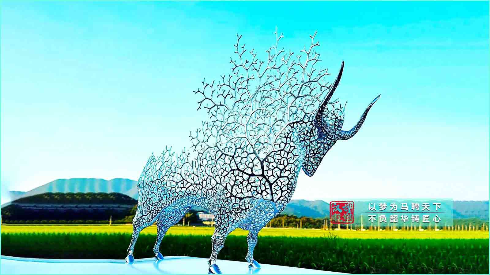 不銹鋼牛雕塑,戶外城市園林景觀,不銹鋼雕塑源頭廠家