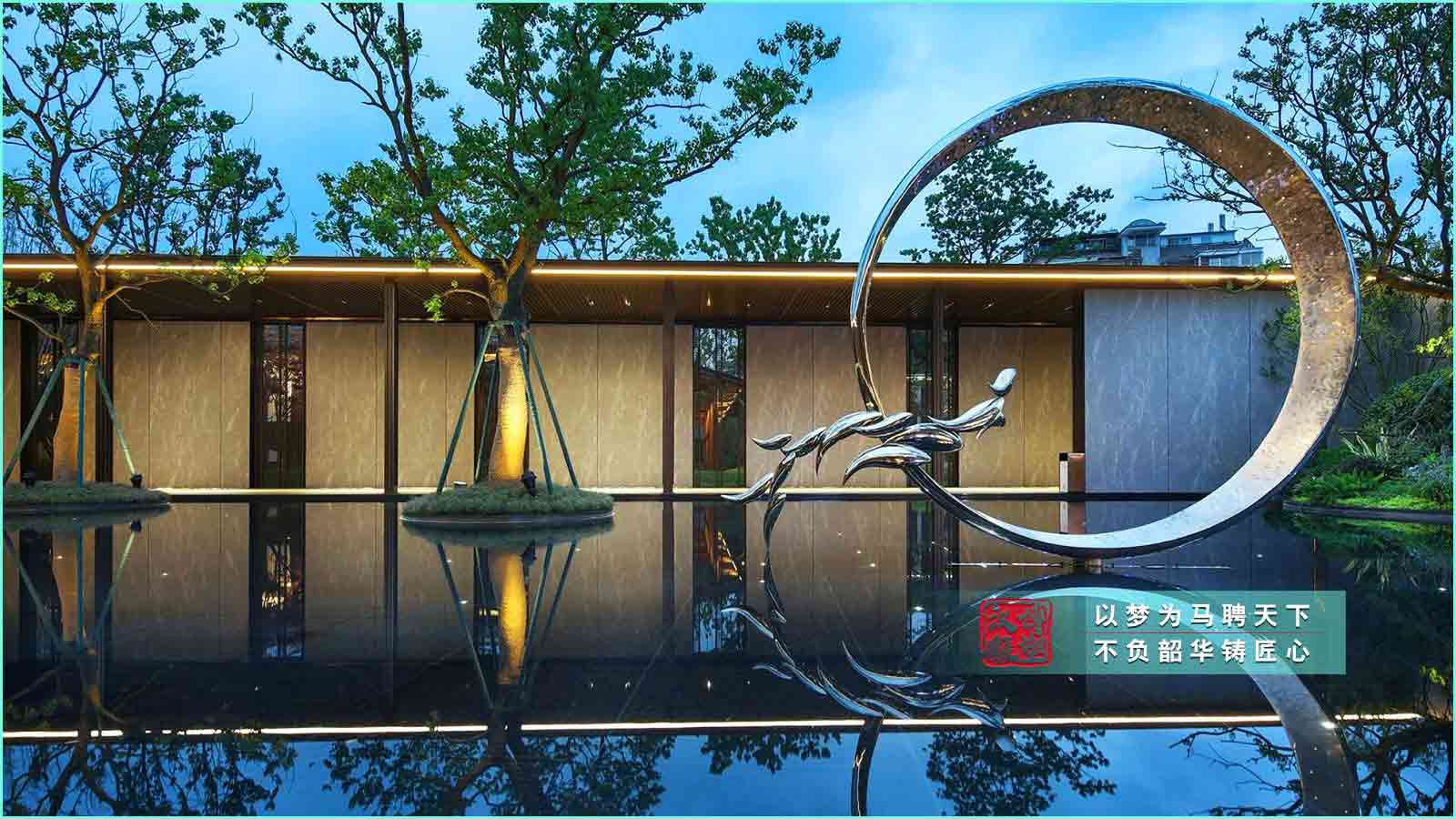 圓環(huán)不銹鋼雕塑,庭院花園不銹鋼雕塑,戶(hù)外大型藝術(shù)不銹鋼