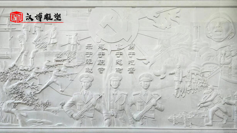 大型雕塑_人物浮雕定制_部隊軍人石雕像