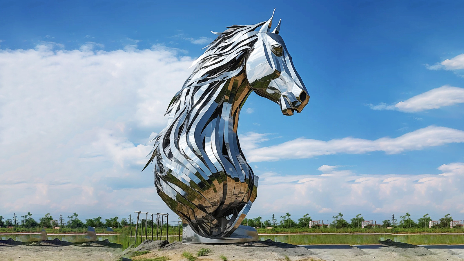 不銹鋼鏤空馬頭雕塑,戶外不銹鋼雕塑擺件,不銹鋼創(chuàng)意雕塑實(shí)力廠家