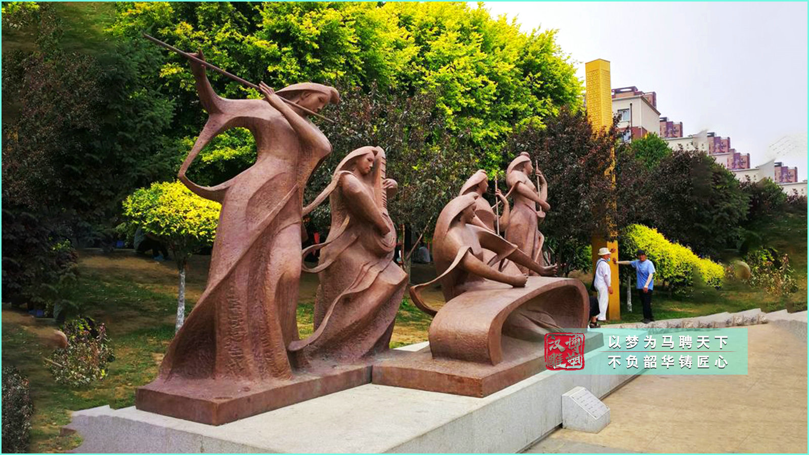 吹拉彈唱古代人物銅雕定制,城市公園廣場鑄銅雕塑,人物雕塑制作源頭工廠