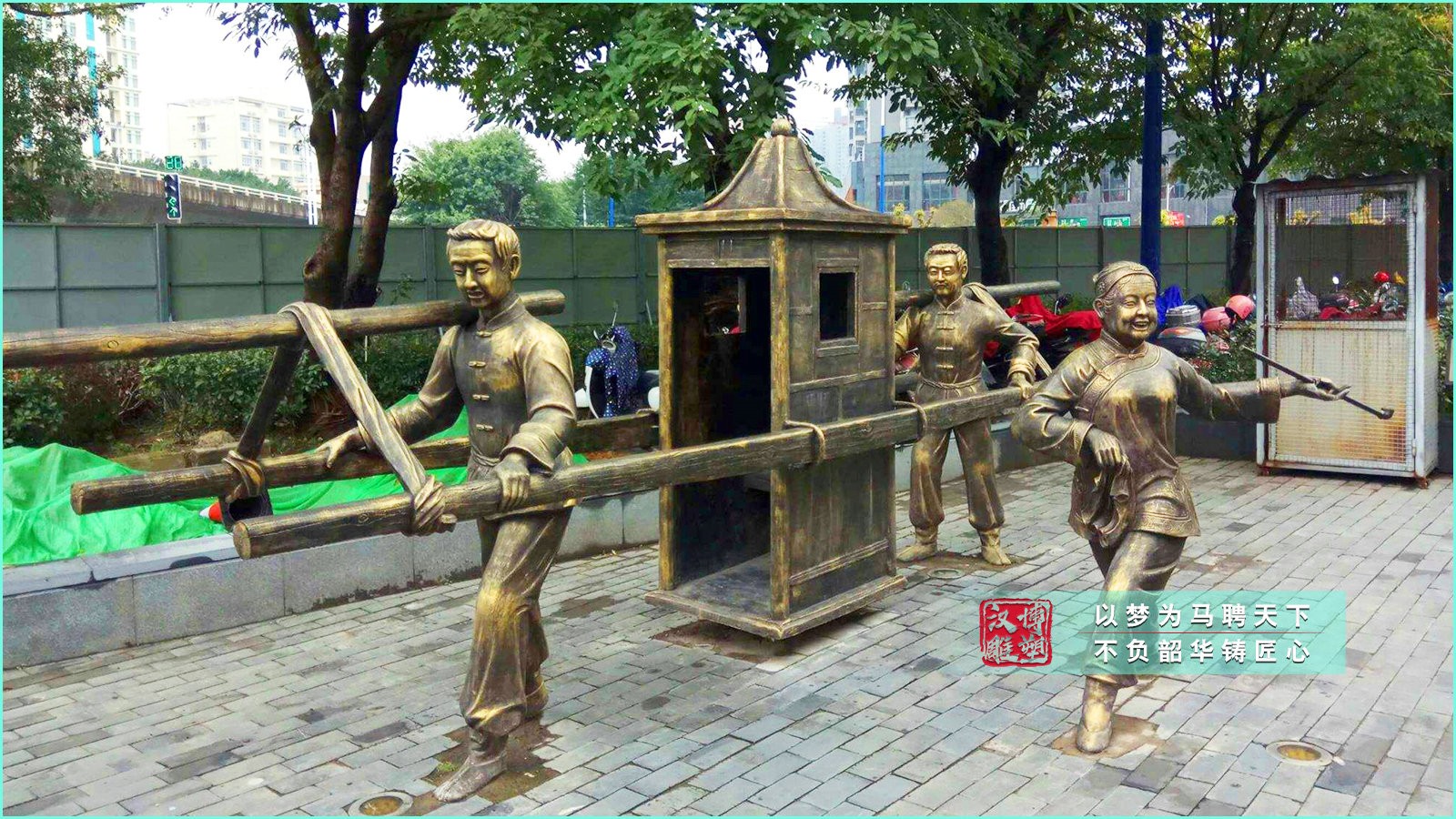 抬轎子人物民俗銅雕,城市廣場公園步行街區(qū)景觀,民俗銅雕人物源頭工廠