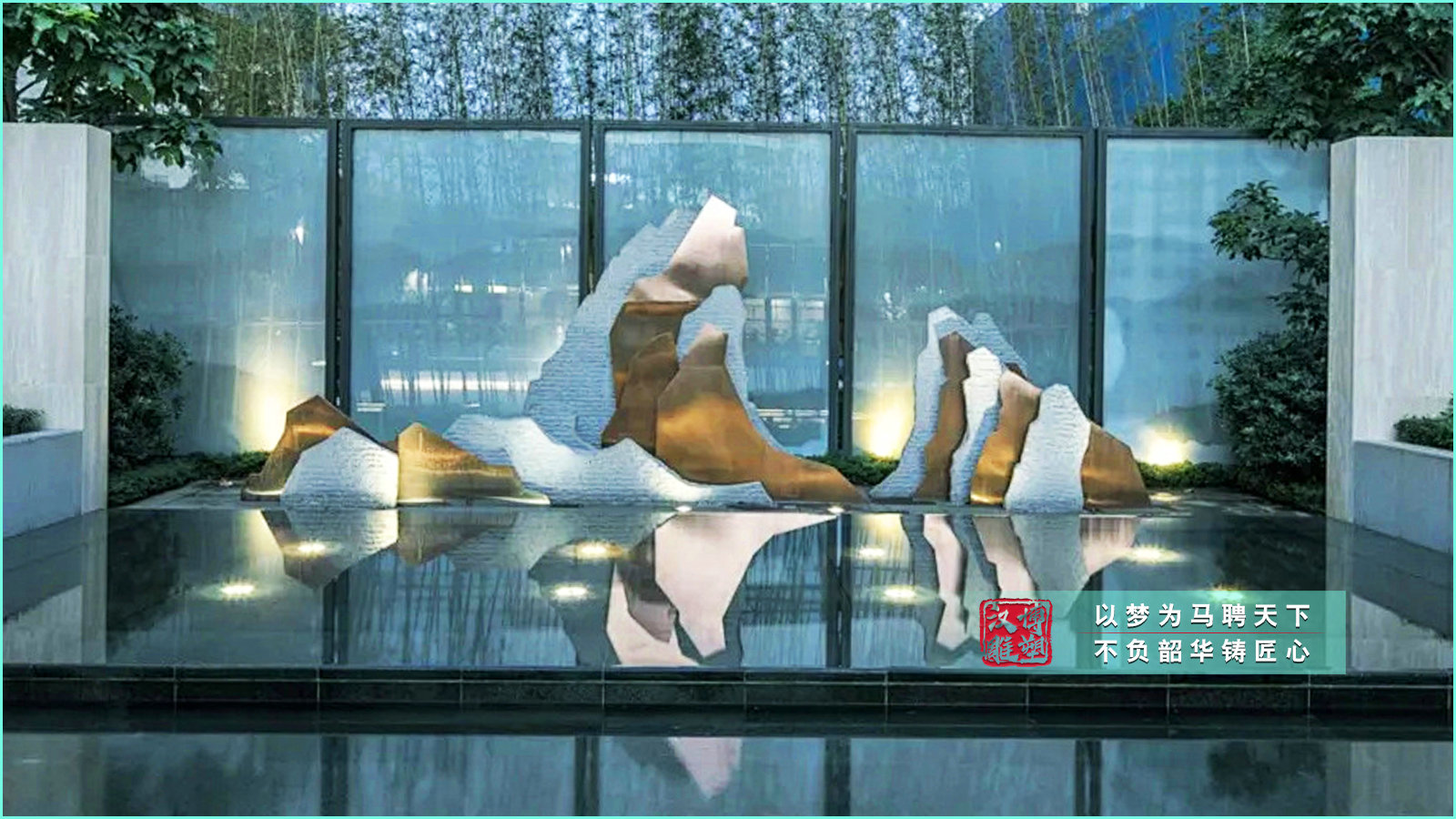 室內(nèi)不銹鋼假山雕塑,室內(nèi)布景雕塑定制廠家,雕塑搭建場(chǎng)景